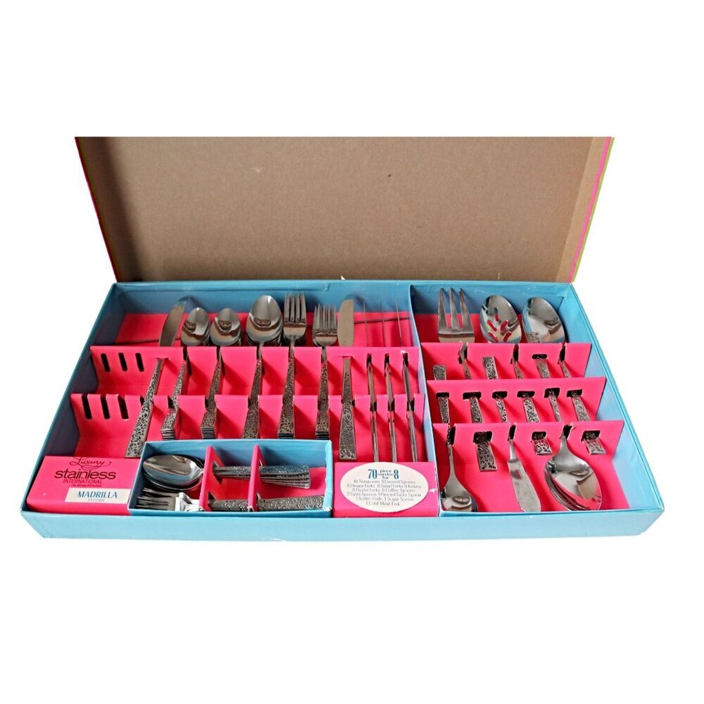 67 Piece Madrilla Cutlery Set Flatware Original Box Serving Forks Knives Spoons